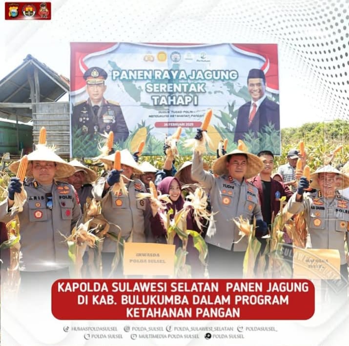 Kapolda Sulsel Panen Jagung di Bulukumba dalam Program Ketahanan Pangan