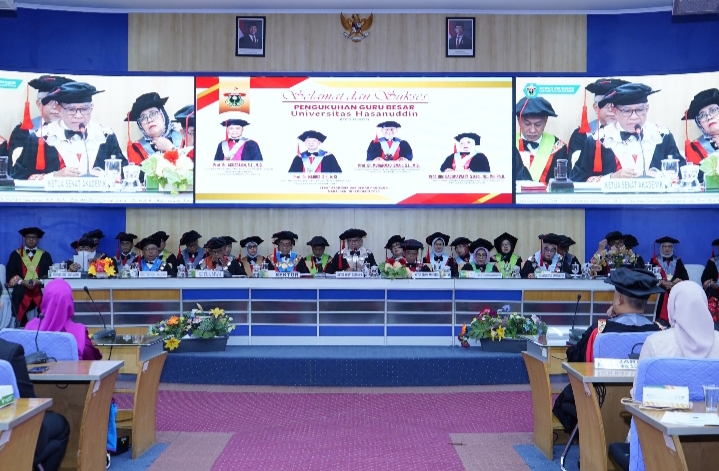 Pidato Penerimaan Empat Guru Besar Unhas: Bahas Kemiskinan, Human Capital, FOMO, hingga Layanan Kesehatan