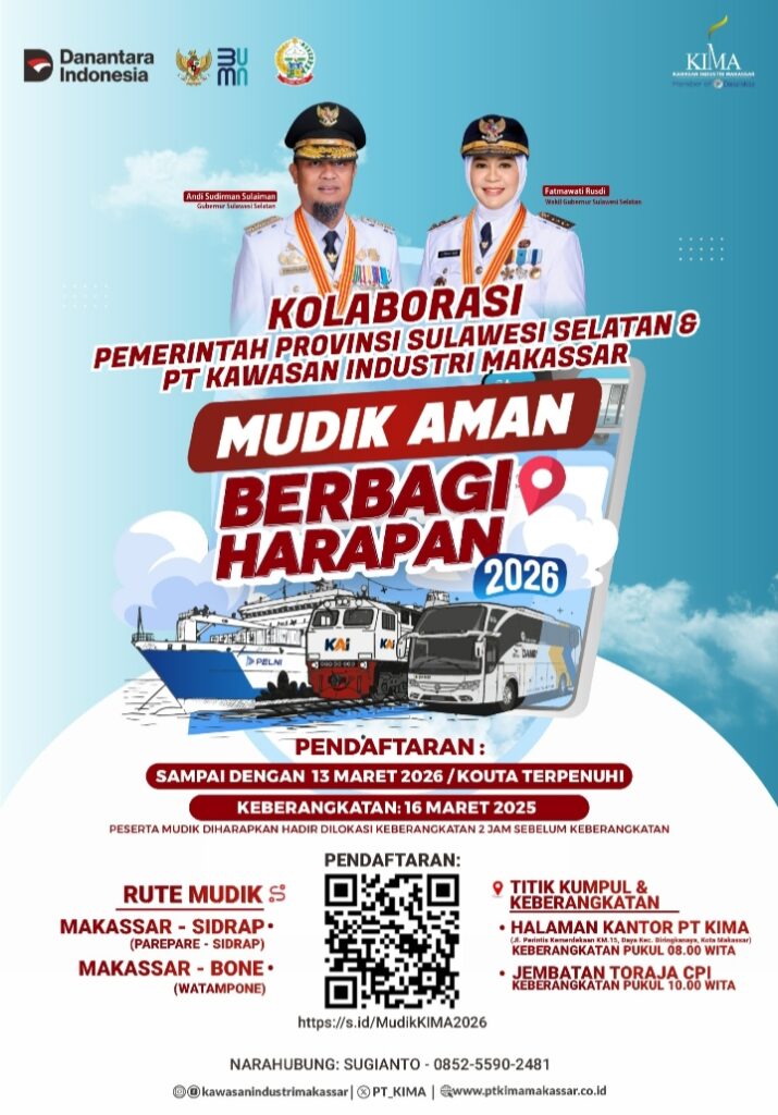 Kolaborasi Pemprov Sulsel dan PT KIMA Hadirkan Program “Mudik Aman Berbagi Harapan 2026”