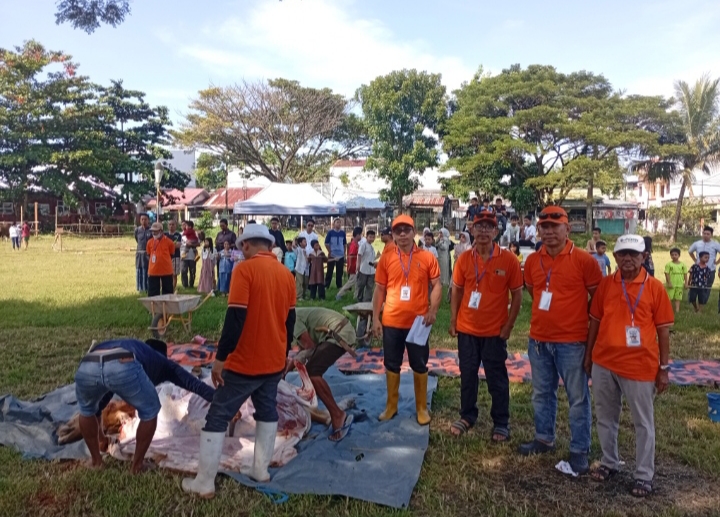 Penyembelihan Hewan Kurban di Masjid Babussalam BPS 1, Jamaah Sembelih 20 Ekor Sapi dan 3 Kambing
