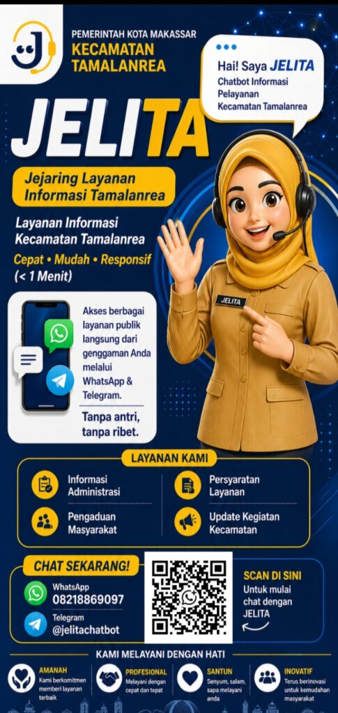 Kecamatan Tamalanrea Luncurkan Chatbot JELITA, Permudah Akses Informasi Pelayanan Masyarakat