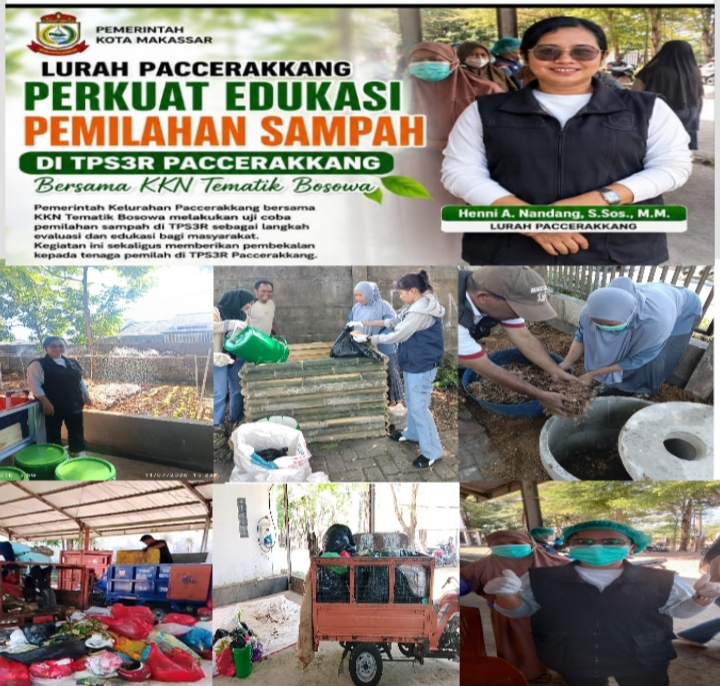 Lurah Paccerakkang Henni A. Nandang Optimalkan TPS3R Bersama KKN Tematik Bosowa, Edukasi Pemilahan Sampah Terus Diperkuat
