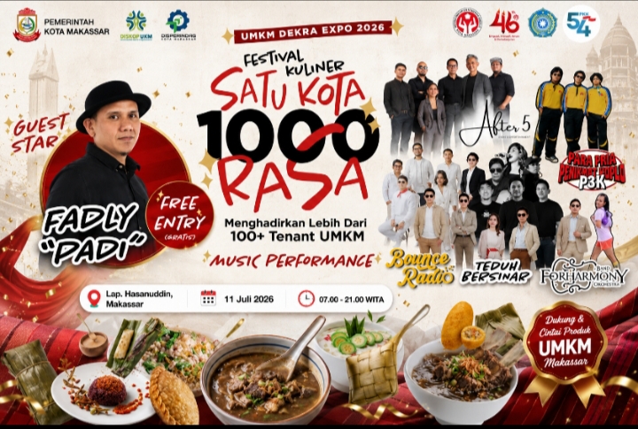 Festival Kuliner Satu Kota 1000 Rasa Hadir di Makassar, 115 Tenant UMKM Siap Manjakan Lidah Pengunjung