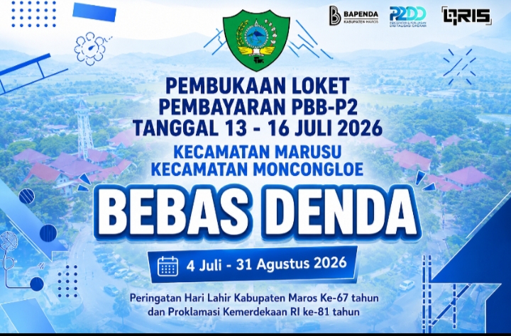 Bapenda Maros Buka Loket Pembayaran PBB-P2 di Seluruh Kecamatan, Wajib Pajak Nikmati Program Bebas Denda