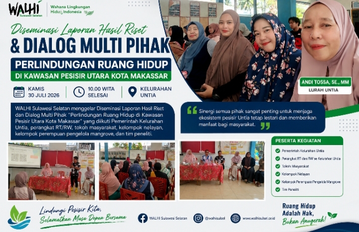 Lurah Untia Hadiri Diseminasi Hasil Riset WALHI Sulsel Bahas Perlindungan Ruang Hidup Pesisir Utara Makassar