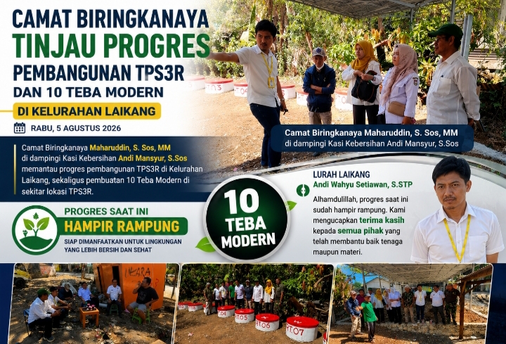 Camat Biringkanaya Tinjau Progres Pembangunan TPS3R dan 10 Teba Modern di Kelurahan Laikang