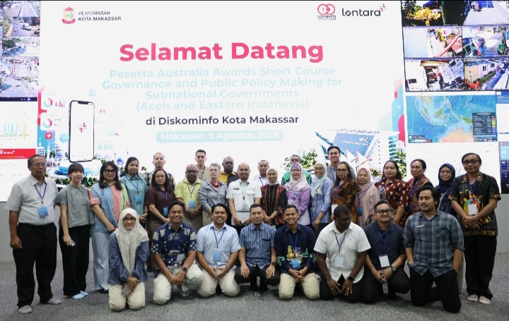 Kominfo Makassar Perkenalkan Lontara+ dan MARVEC kepada Peserta Australia Awards sebagai Praktik Baik Transformasi Digital