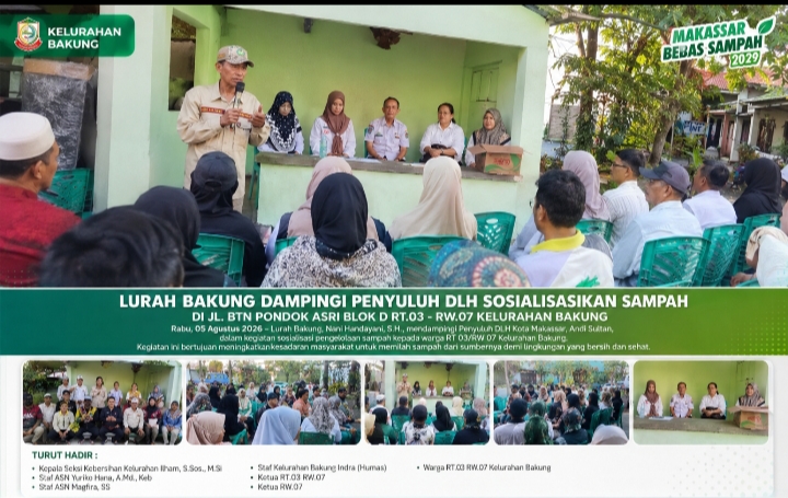 Lurah Bakung Dampingi Penyuluh DLH Sosialisasikan Pengelolaan Sampah kepada Warga BTN Pondok Asri