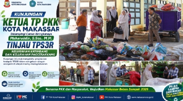 Didampingi Camat Biringkanaya Ketua TP PKK Kota Makassar Tinjau Kesiapan TPS3R Katimbang dan Paccerakkang, Dorong Pengelolaan Sampah Berbasis 3R