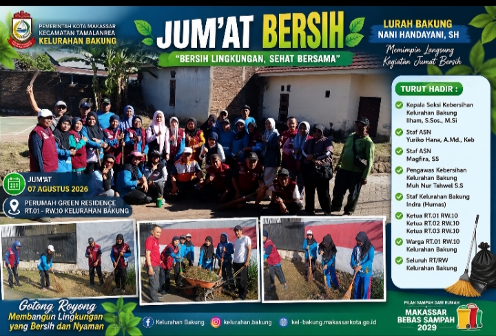 Lurah Bakung Pimpin Jumat Bersih Bersama Warga di Perumahan Green Residence