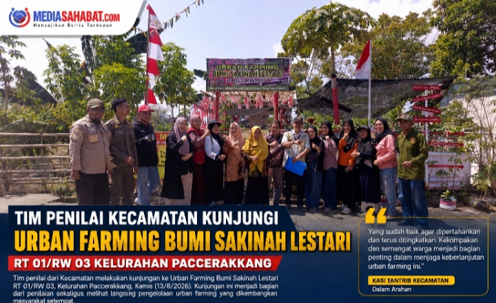Tim Penilai Kecamatan Kunjungi Urban Farming Bumi Sakinah Lestari, Paccerakkang