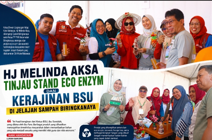 Hj Melinda Aksa Tinjau Stand Eco Enzym dan Kerajinan BSU Kelurahan Bakung di Jelajah Sampah Biringkanaya