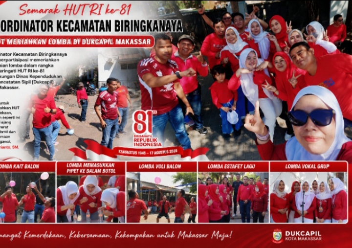 Semarak HUT RI ke-81, Koordinator Kecamatan Biringkanaya Ikut Meriahkan Lomba di Dukcapil Makassar