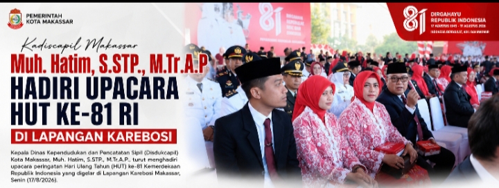 Kadiscapil Makassar Muh. Hatim Hadiri Upacara HUT ke-81 RI di Lapangan Karebosi