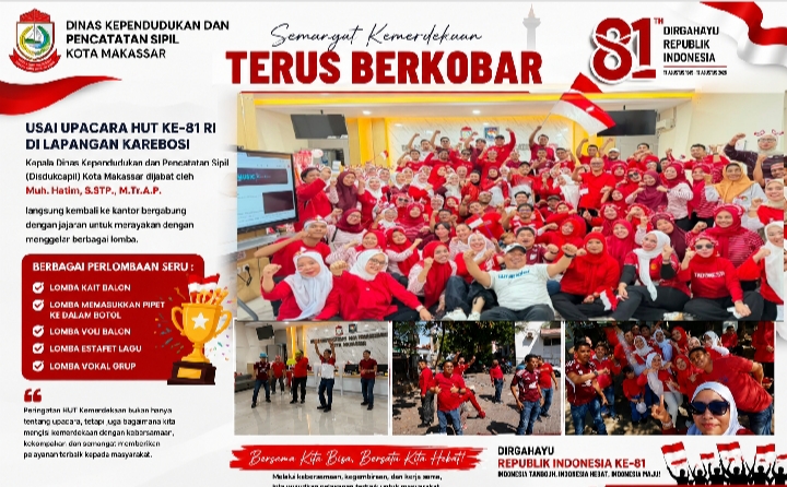 Usai Upacara HUT ke-81 RI, Disdukcapil Makassar Lanjutkan Semarak Kemerdekaan dengan Beragam Lomba