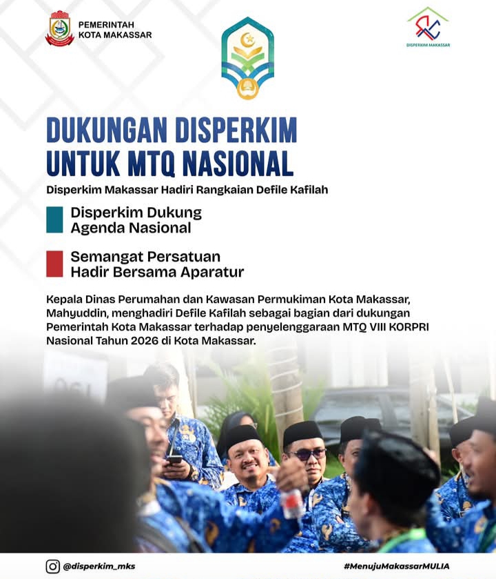 Defile Kafilah MTQ VIII KORPRI Nasional 2026 Meriah, Kadis Perumahan Makassar Mahyuddin Turut Hadir