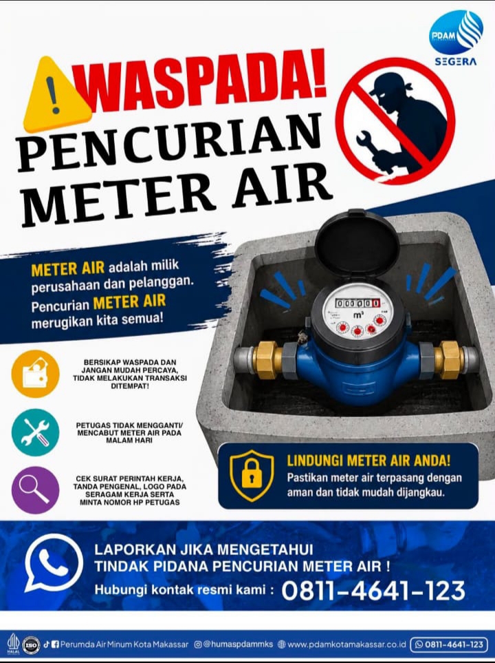 PDAM Makassar Ingatkan Warga Waspadai Pencurian Meter Air