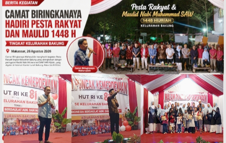 Camat Biringkanaya Bersama 2 Anggota DPRD Kota Makassar Hadiri Pesta Rakyat HUT RI 81 dan Maulid Nabi Muhammad Saw 1448 H Tingkat Kelurahan Bakung
