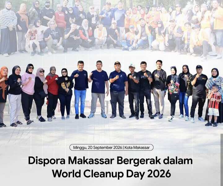 Dispora Makassar Bergerak, Semarakkan World Cleanup Day 2026 di Taman Pakui